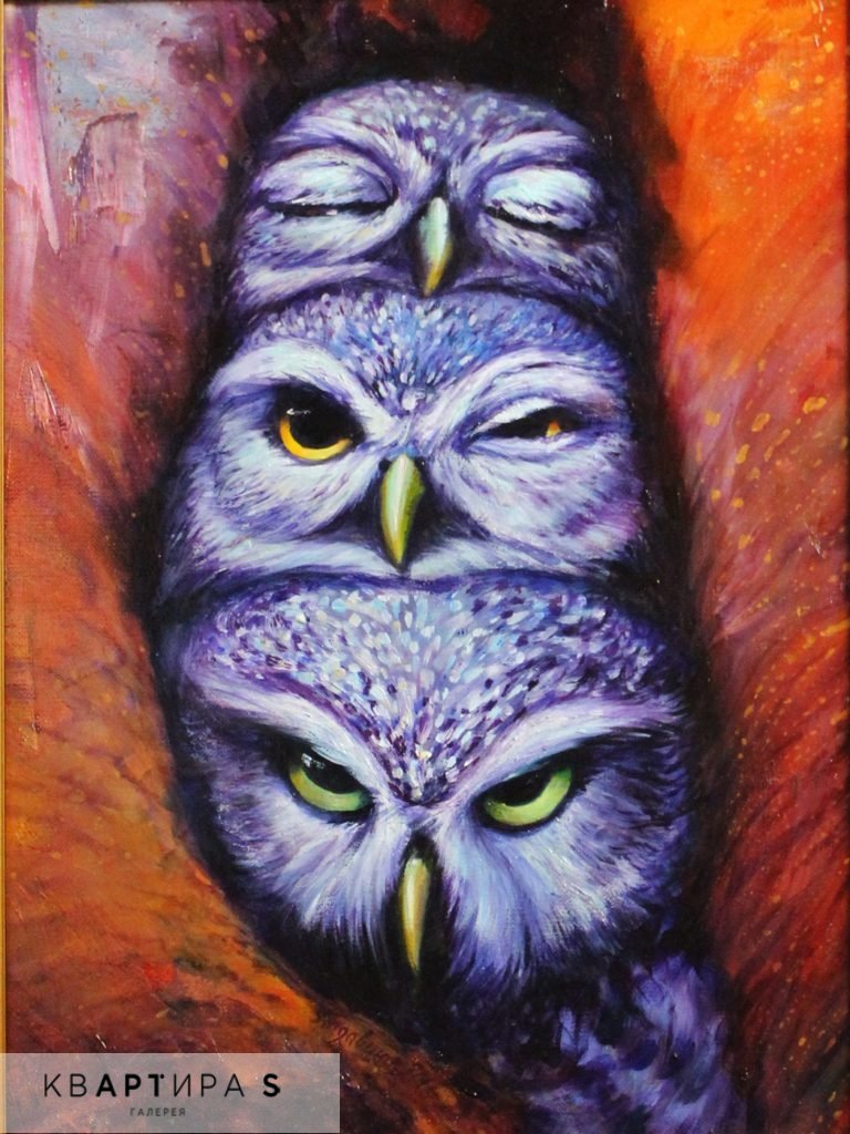картина_маслом_с_совами_oil_painting_with_owls